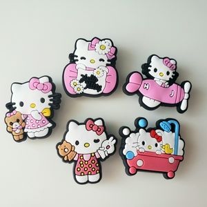 5 x New Croc Charms / Jibbitz, Hello Kitty style
